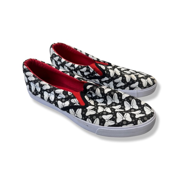 Disney Shoes - Disney Parks Minnie Mouse Bow Loafers Black White Gray Tom’s Style EUC